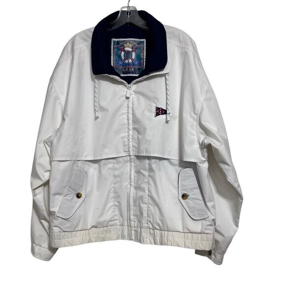 Vtg Gear For Sports Windbreaker Jacket Men's XL White Blue GPYC Vented Full Zip - Picture 1 of 16